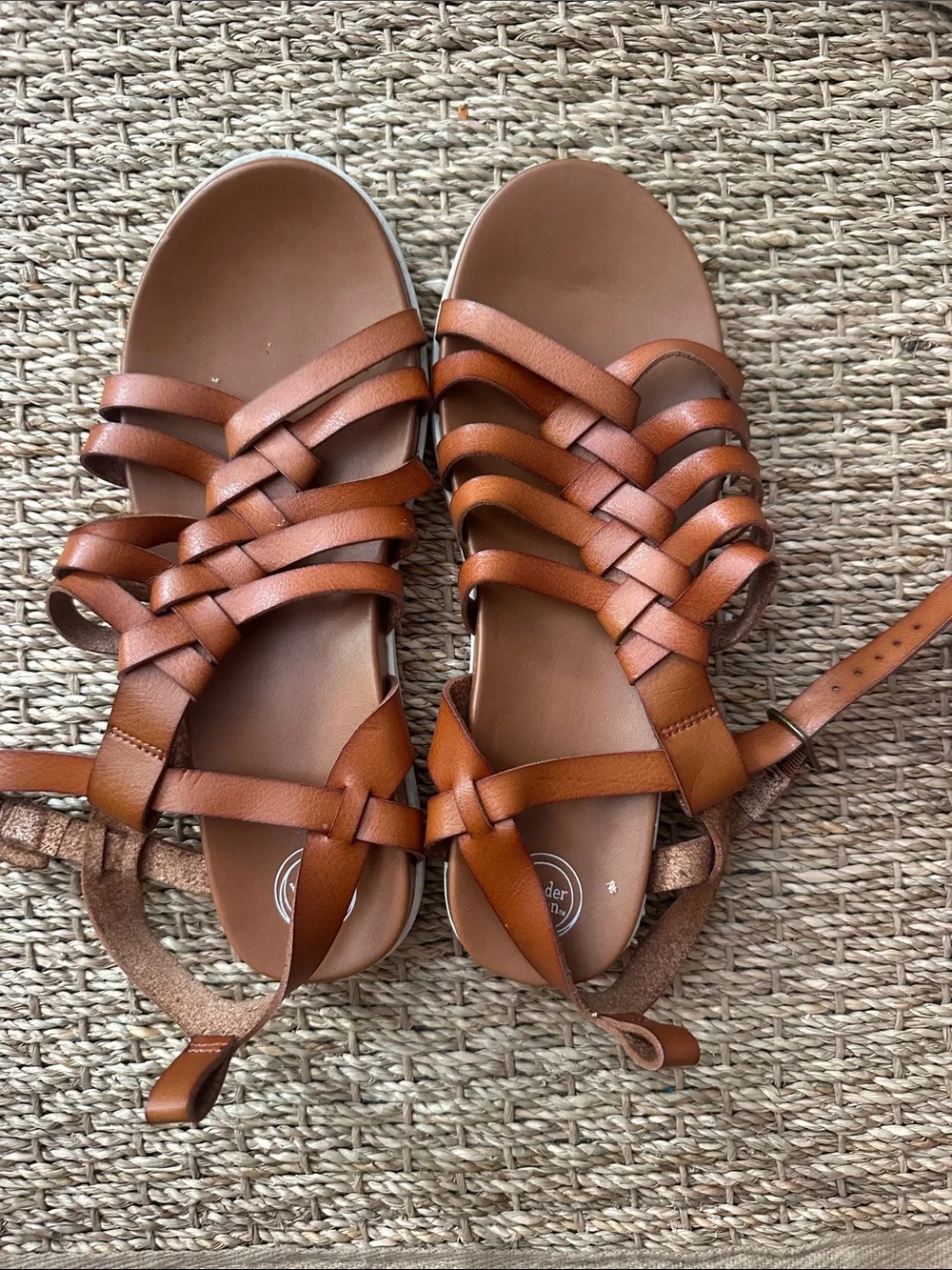 wonder nation Tan Brown Braided Strappy Sandals